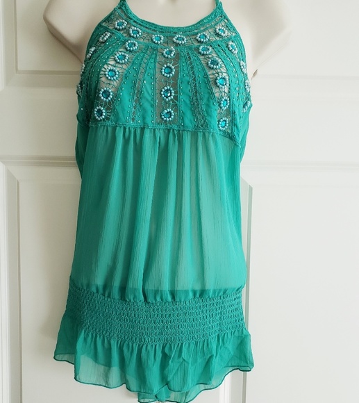 Shear Beaded Halter Top - Picture 2 of 5